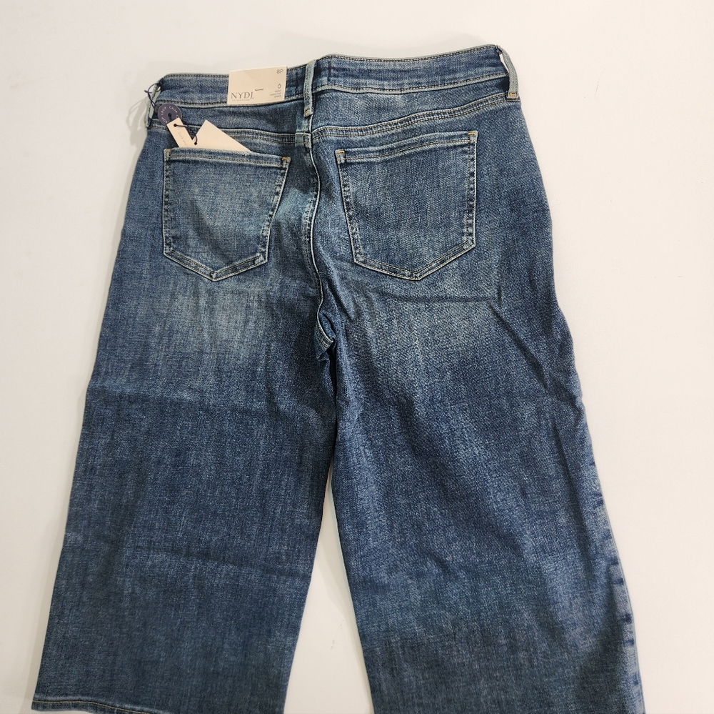 Nydj Womens Size 8P Petite Jeans Crop Wide Leg pedal pusher seline Stretch 01 - Picture 4 of 15